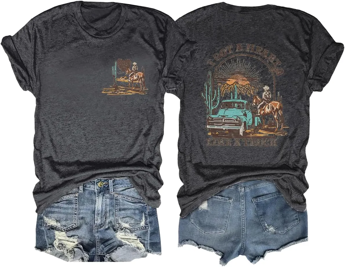Womens Western Cowgirls Graphic Shirts Teen Girls Cute Country Music Short Sleeve Tshirt Tees