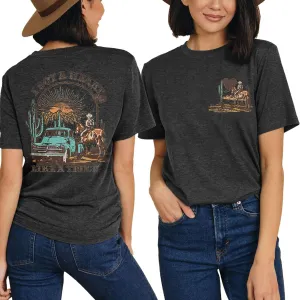 Womens Western Cowgirls Graphic Shirts Teen Girls Cute Country Music Short Sleeve Tshirt Tees