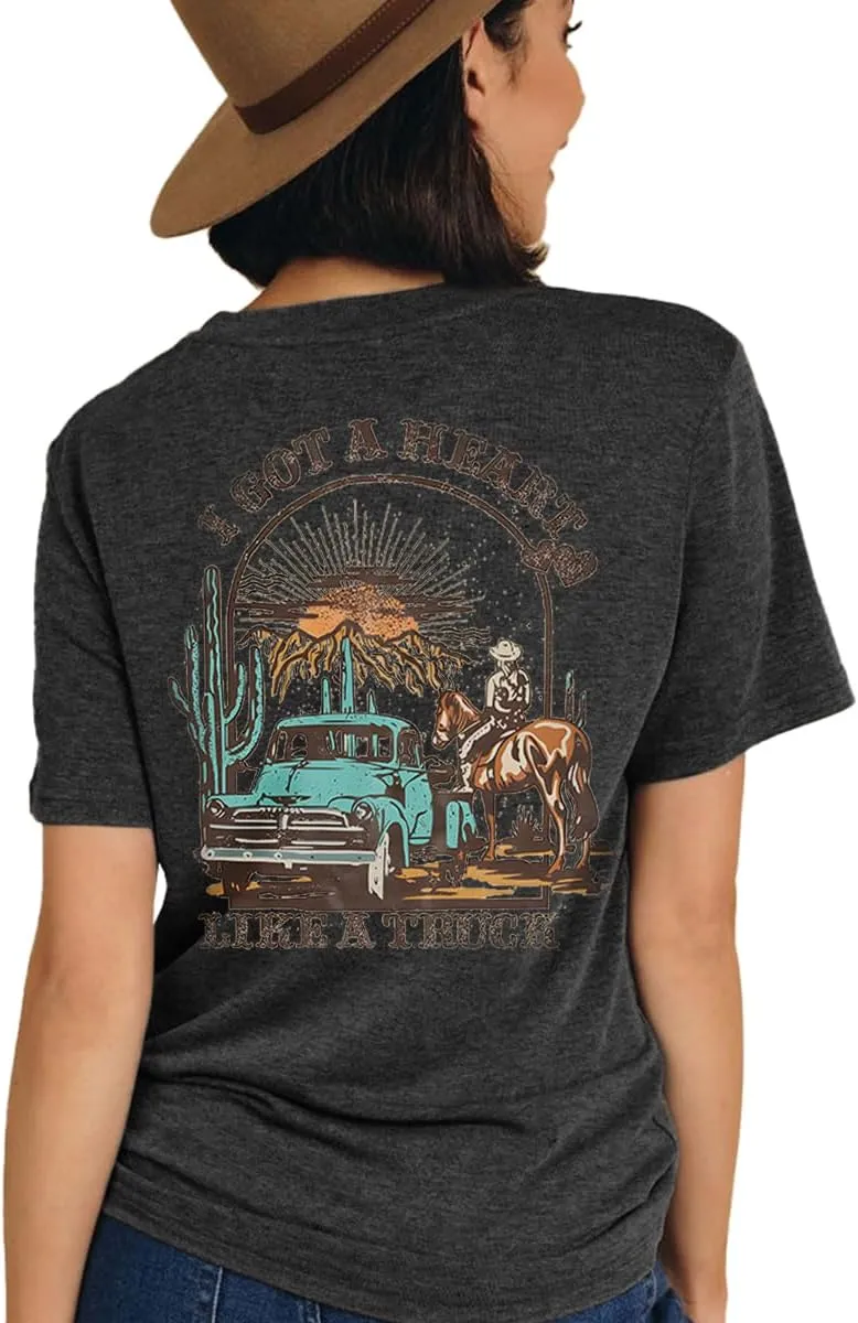 Womens Western Cowgirls Graphic Shirts Teen Girls Cute Country Music Short Sleeve Tshirt Tees