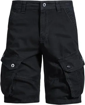 Workout Shorts Men 2023 Causal Flat-Front Khakis Cargo Shorts with Pockets Slim Fit Buckle Zipper Utility Shorts