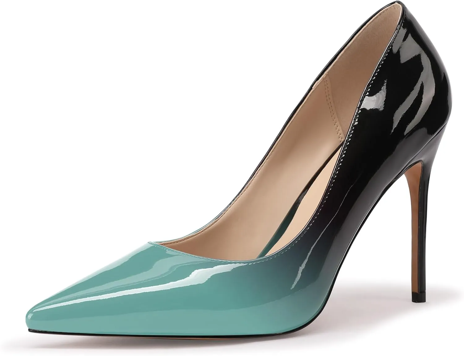 XINIUNIU High Heels for Women Pumps Gradient Patent Leather 4 inches 10CM Formal Shoes Sexy Fashion Stiletto Dress Shoes Wedding Shoes Pointed Toe