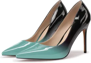 XINIUNIU High Heels for Women Pumps Gradient Patent Leather 4 inches 10CM Formal Shoes Sexy Fashion Stiletto Dress Shoes Wedding Shoes Pointed Toe