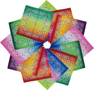 xsby 12 Piece Novelty Bandanas Paisley 100% Cotton Headwear