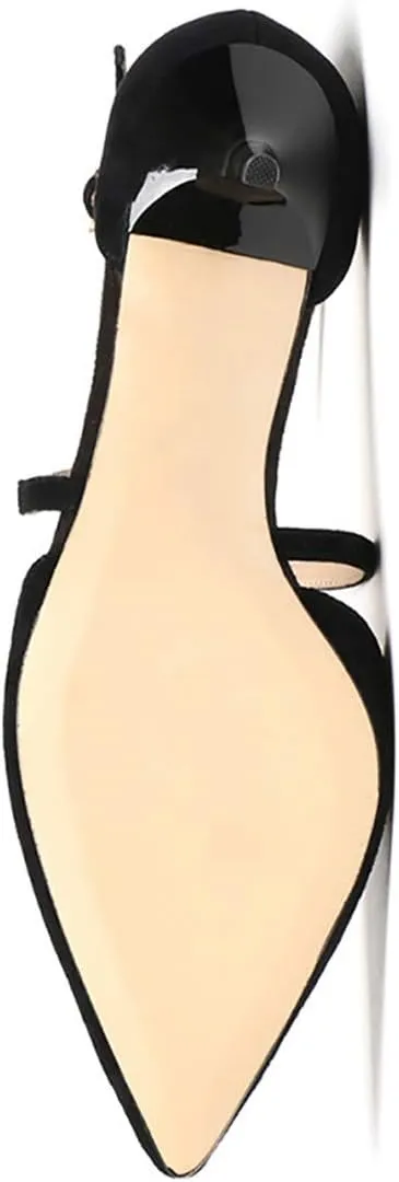 XYD Women D'Orsay Comfy Kitten Mid Heels Closed Pointed Toe Classic Trendy Crossover Strap Buckle Up Party Pumps Shoes