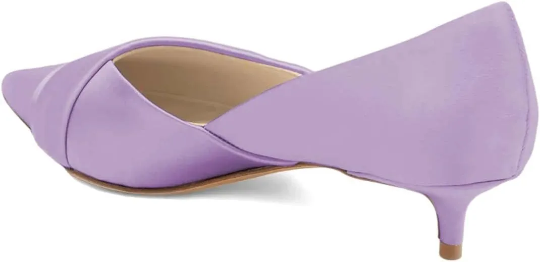 XYD Womens Business Heels for Work Professional Closed Pointy Toe Slip On Kitten Pumps Office Dress Shoes