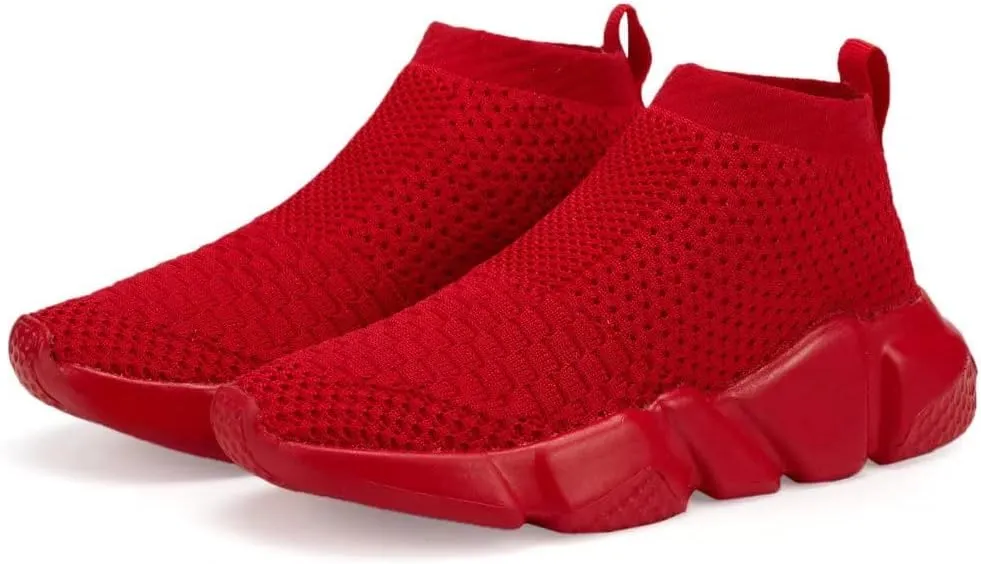 YAVY Kids Sneakers for Boys Tennis Shoes Girls Sock Sneakers for Kids Slip on Shoes Breathable high top Athletic Lightweight Walking Running Shoes