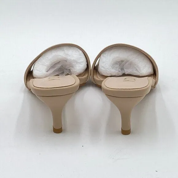 YDN Nude Comfy Kitten Heel Mules Slip on Clog Sandals Open Toe Dress Slide Shoes
