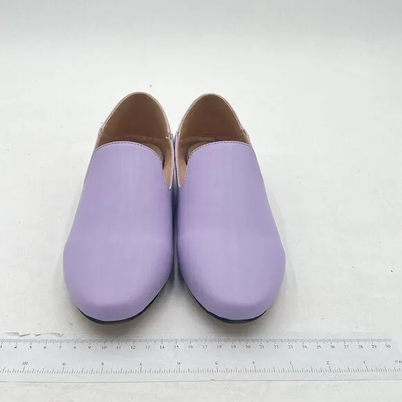 YDN Purple Square Toe Comfy Block Low Heel Classic Loafers Office Outfit Walking