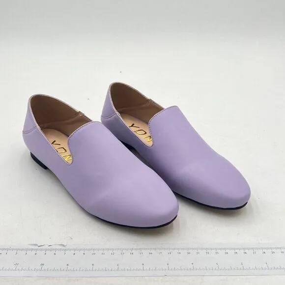 YDN Purple Square Toe Comfy Block Low Heel Classic Loafers Office Outfit Walking