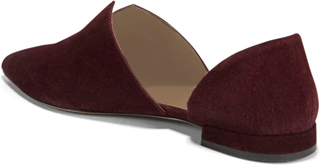 YDN Women Pointed Toe D'Orsay Ballet Flats V Cut Low Heels Slip On Office Dress Loafer Shoes