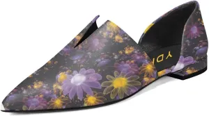 YDN Women Pointed Toe D'Orsay Ballet Flats V Cut Low Heels Slip On Office Dress Loafer Shoes