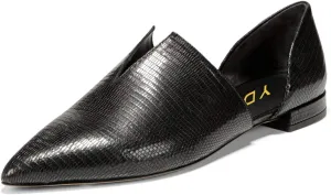 YDN Women Pointed Toe D'Orsay Ballet Flats V Cut Low Heels Slip On Office Dress Loafer Shoes