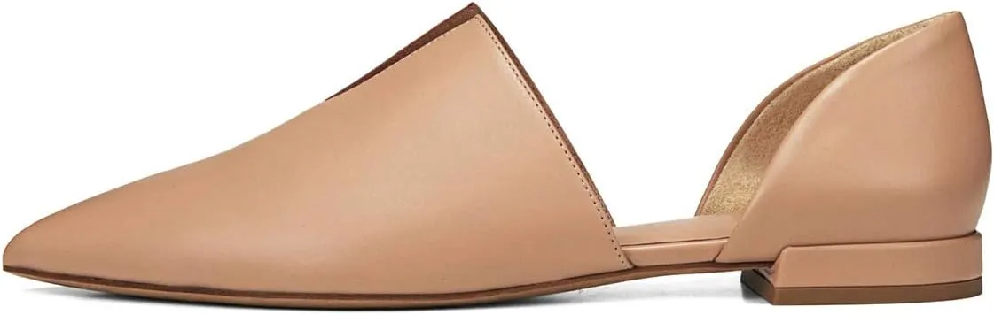 YDN Women Pointed Toe D'Orsay Ballet Flats V Cut Low Heels Slip On Office Dress Loafer Shoes