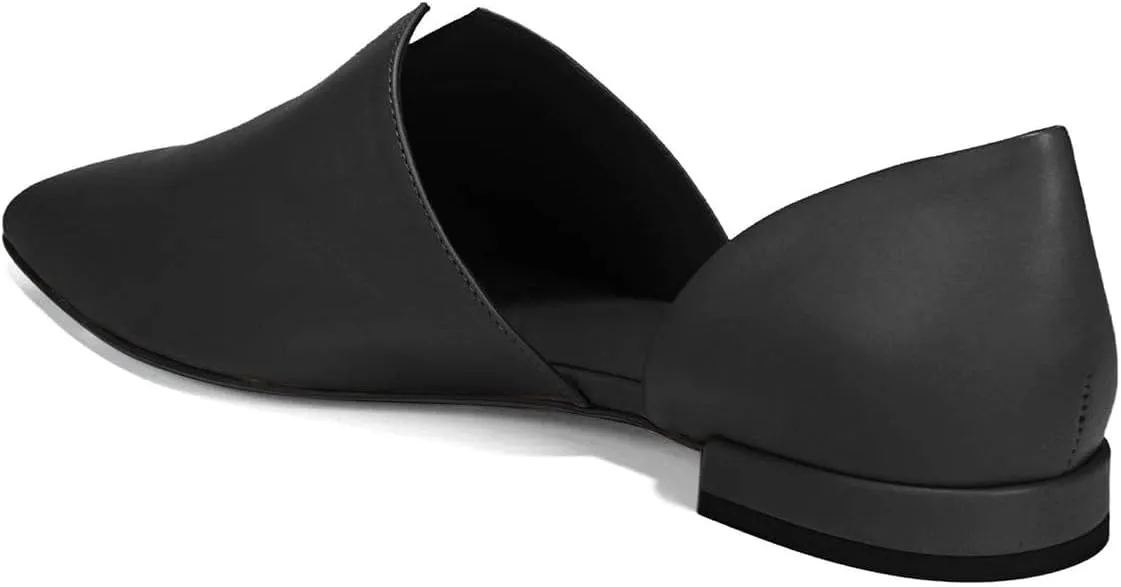 YDN Women Pointed Toe D'Orsay Ballet Flats V Cut Low Heels Slip On Office Dress Loafer Shoes
