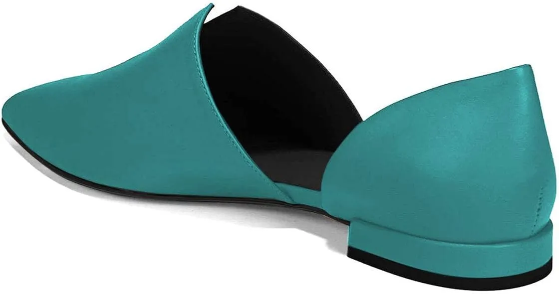 YDN Women Pointed Toe D'Orsay Ballet Flats V Cut Low Heels Slip On Office Dress Loafer Shoes