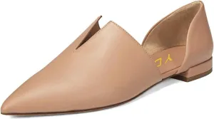 YDN Women Pointed Toe D'Orsay Ballet Flats V Cut Low Heels Slip On Office Dress Loafer Shoes