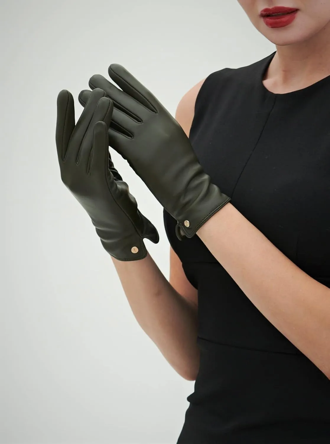 YISEVEN Women's Winter Dress Leather Gloves Touchscreen Wool Lined Flat Design