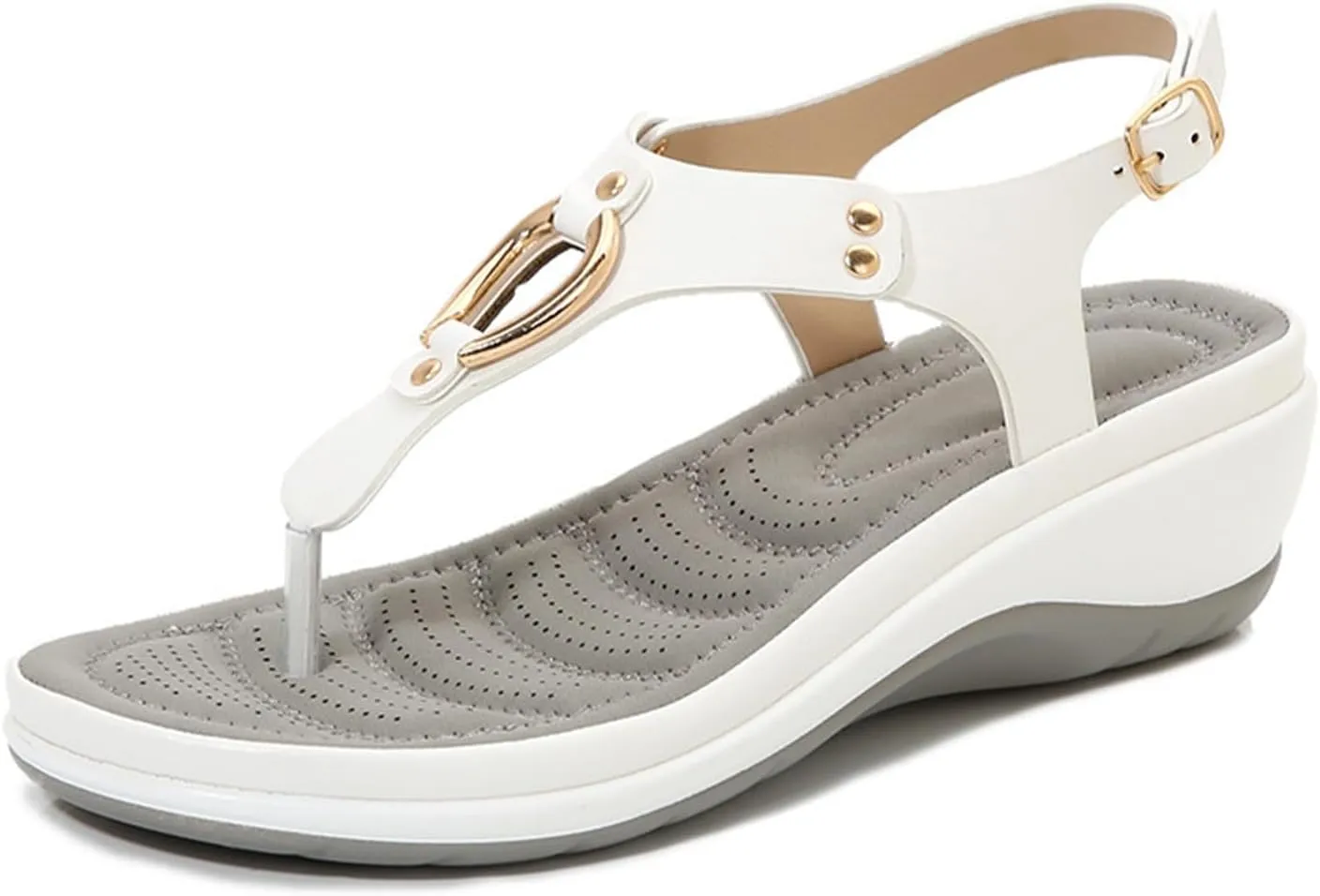 YTINGNICE Women's Supportive Sandals,Ankle Strap Thong Elastic Flat Sandals for Women,Summer Soft Footbed Orthopedic Sandals