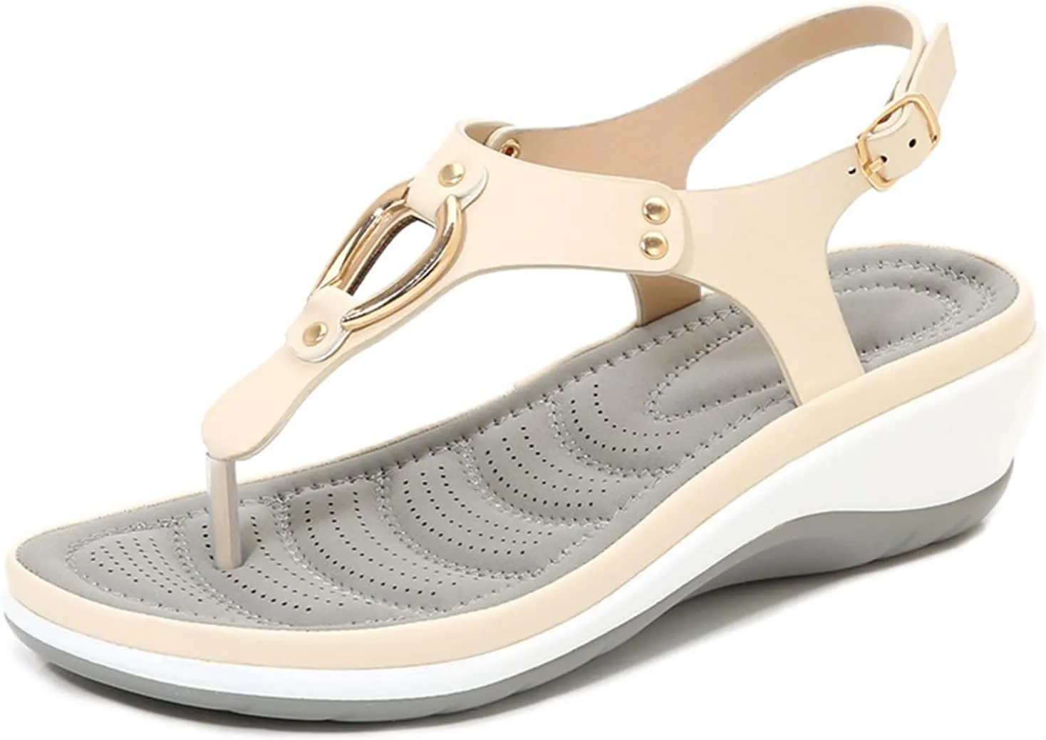 YTINGNICE Women's Supportive Sandals,Ankle Strap Thong Elastic Flat Sandals for Women,Summer Soft Footbed Orthopedic Sandals