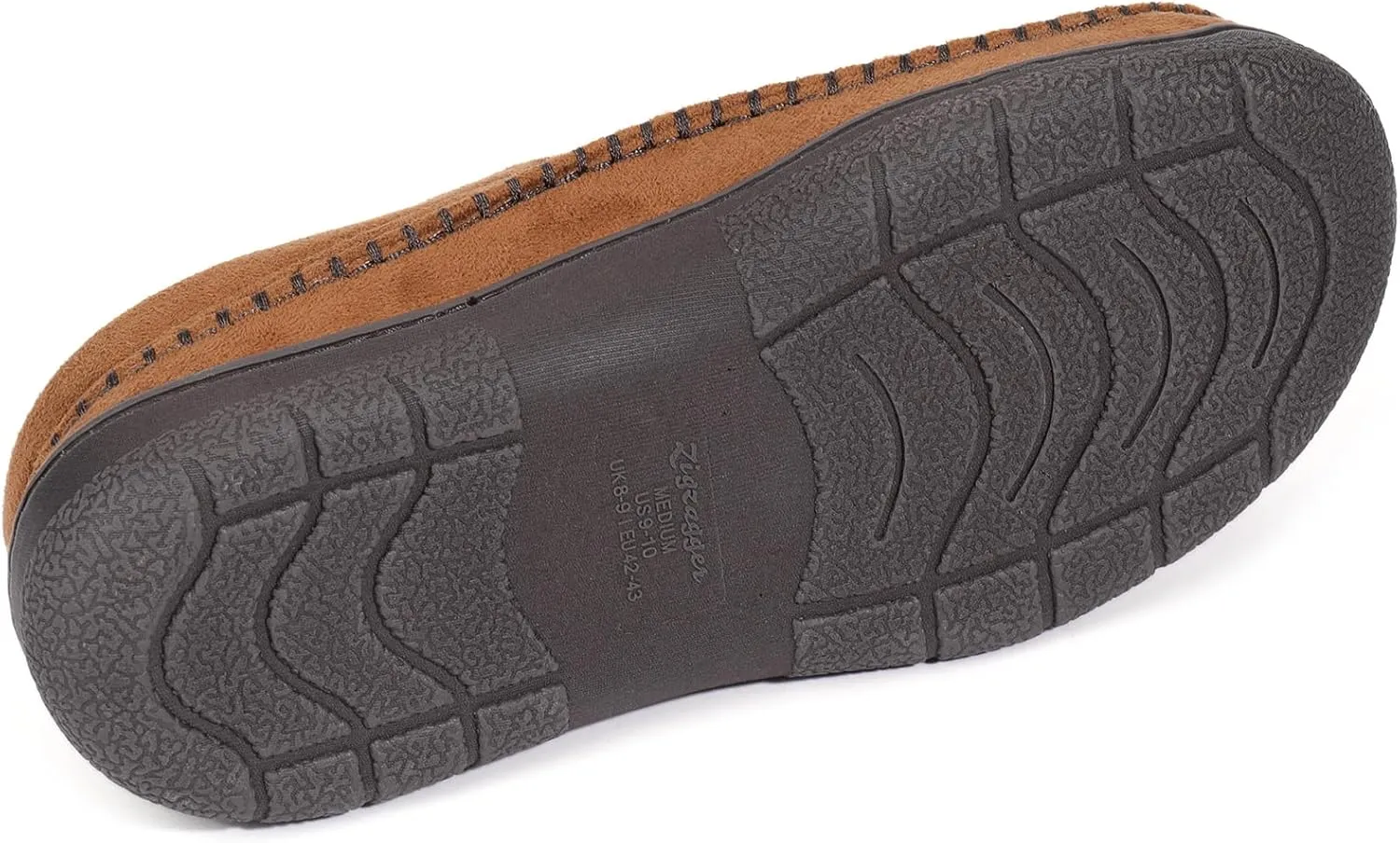 Zigzagger Men's Slip On Moccasin Slippers, Indoor/Outdoor Warm Fuzzy Comfy House Shoes, Fluffy Wide Loafer Slippers