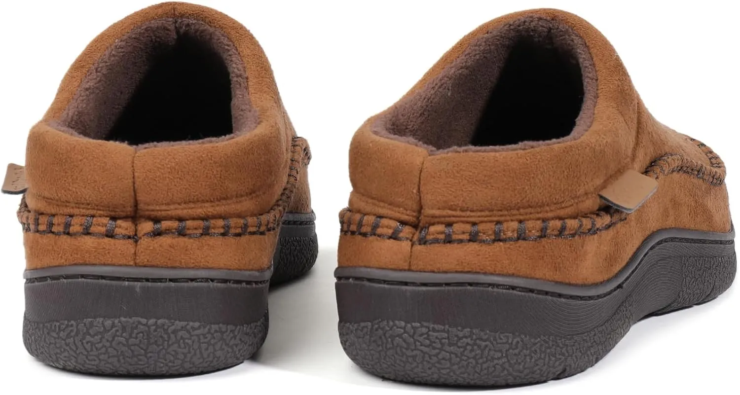 Zigzagger Men's Slip On Moccasin Slippers, Indoor/Outdoor Warm Fuzzy Comfy House Shoes, Fluffy Wide Loafer Slippers
