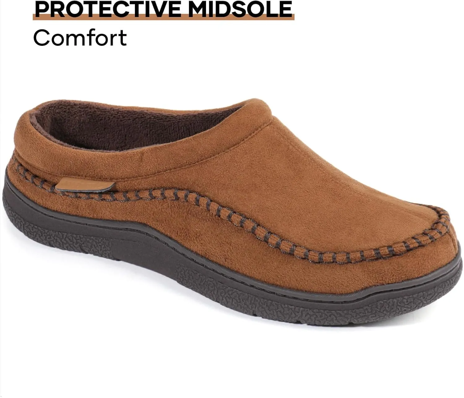 Zigzagger Men's Slip On Moccasin Slippers, Indoor/Outdoor Warm Fuzzy Comfy House Shoes, Fluffy Wide Loafer Slippers