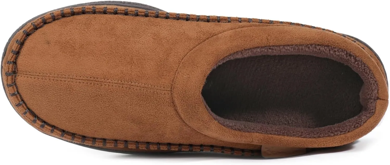 Zigzagger Men's Slip On Moccasin Slippers, Indoor/Outdoor Warm Fuzzy Comfy House Shoes, Fluffy Wide Loafer Slippers
