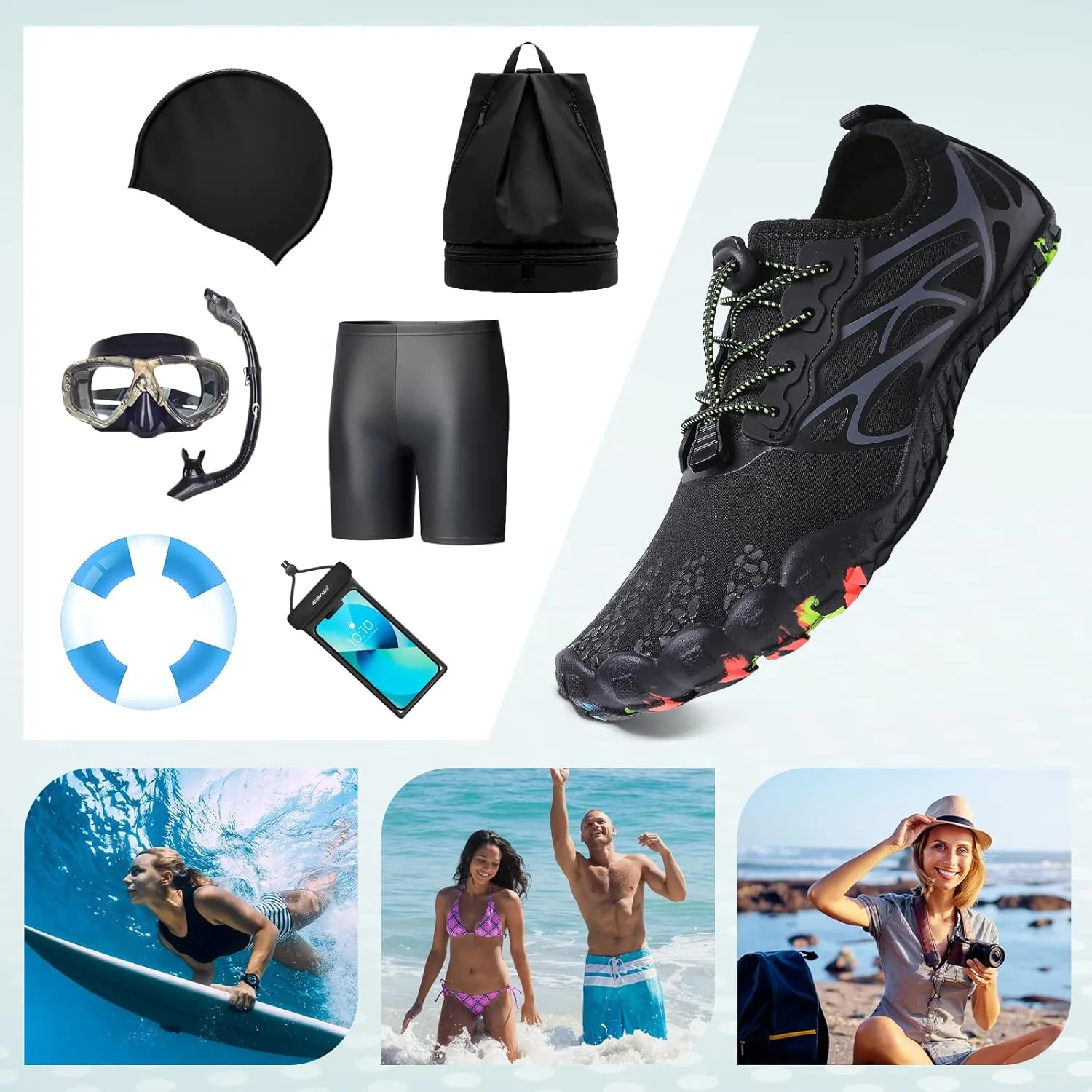 ziitop Water Shoes for Men Women Beach Barefoot Swim Rock Climbing Pool Shoes Socks, Anti-Slip Breathable Quick Dry Lightweight Slip-on, Outdoor Sport Hiking Walking Boating Fishing Diving Surfing