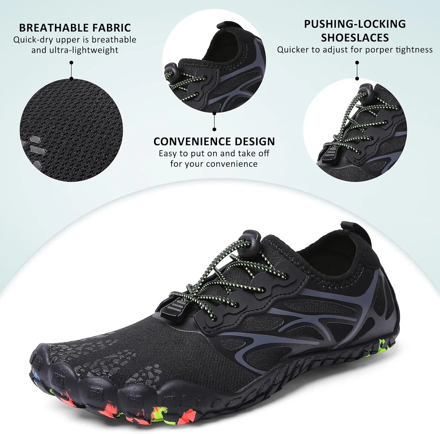 ziitop Water Shoes for Men Women Beach Barefoot Swim Rock Climbing Pool Shoes Socks, Anti-Slip Breathable Quick Dry Lightweight Slip-on, Outdoor Sport Hiking Walking Boating Fishing Diving Surfing