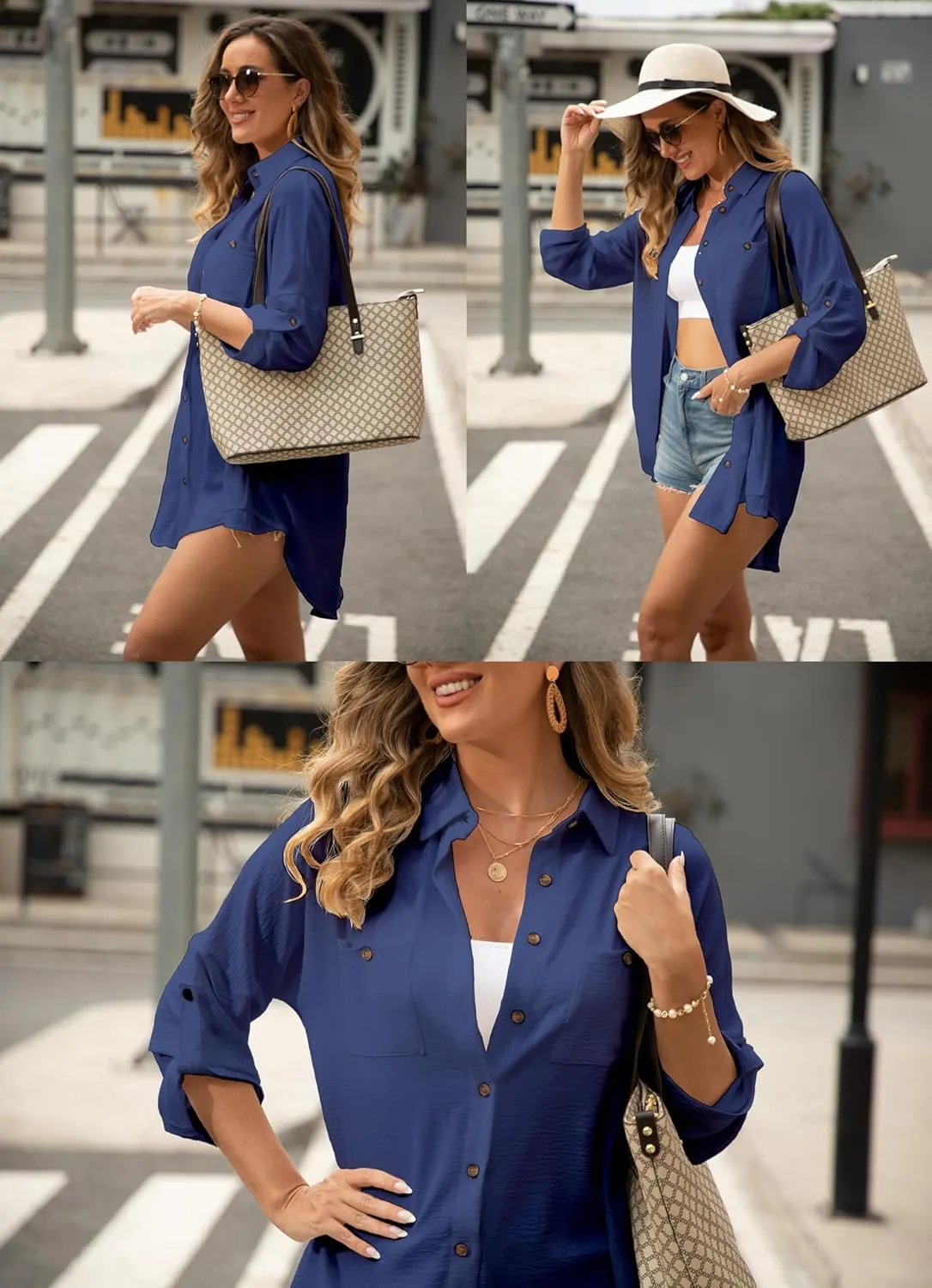 Zoye Chen Womens Swimsuit Cover up For Swimwear Button Down Beach Shirt Dress Bikini Coverup Blouse Shirt Dress