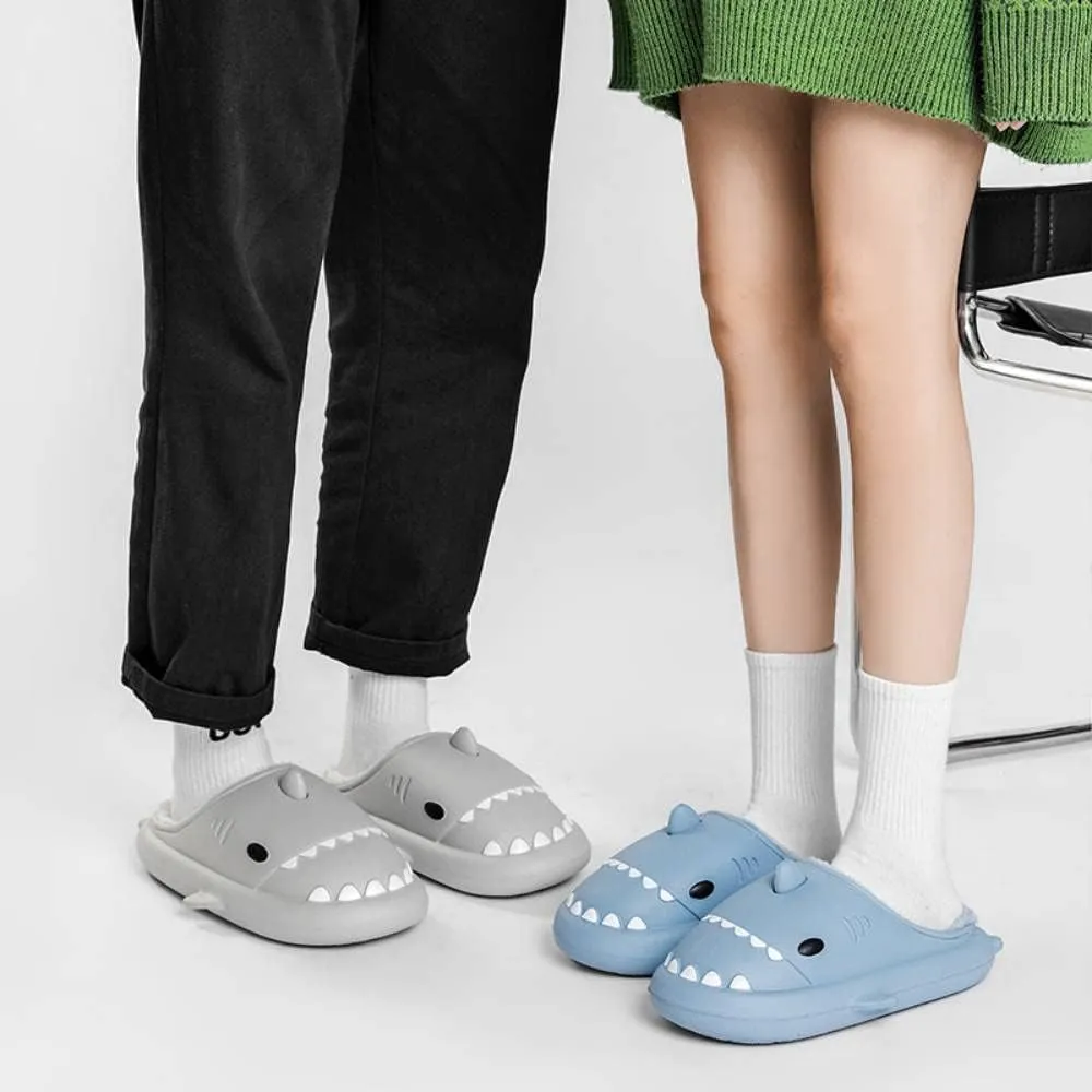 Zureto Shark Slides Winter, Adults and Kids Winter Plush Warm Slippers, Soft Comfy Shark Slippers