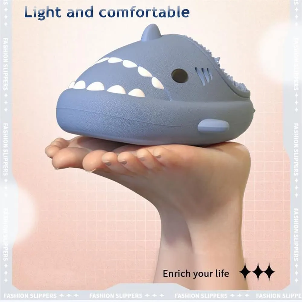 Zureto Shark Slides Winter, Adults and Kids Winter Plush Warm Slippers, Soft Comfy Shark Slippers