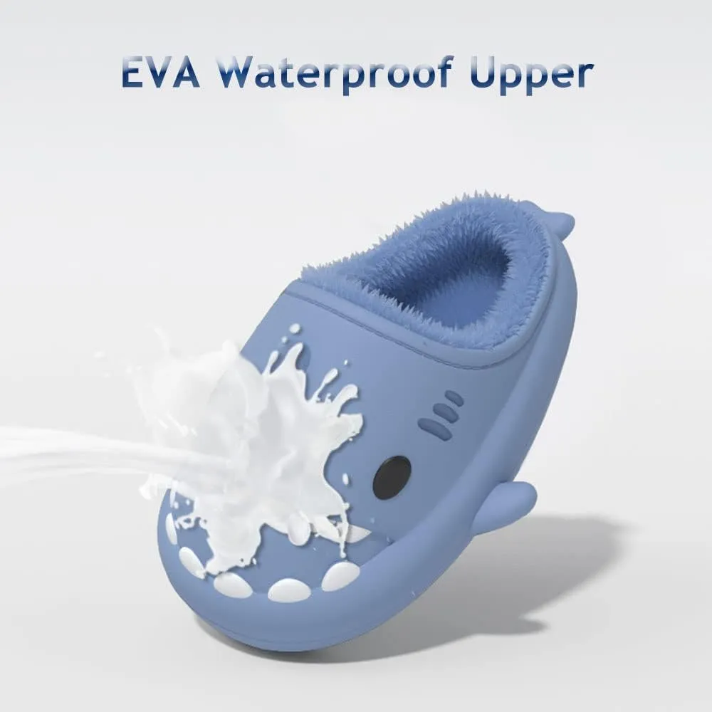 Zureto Shark Slides Winter, Adults and Kids Winter Plush Warm Slippers, Soft Comfy Shark Slippers