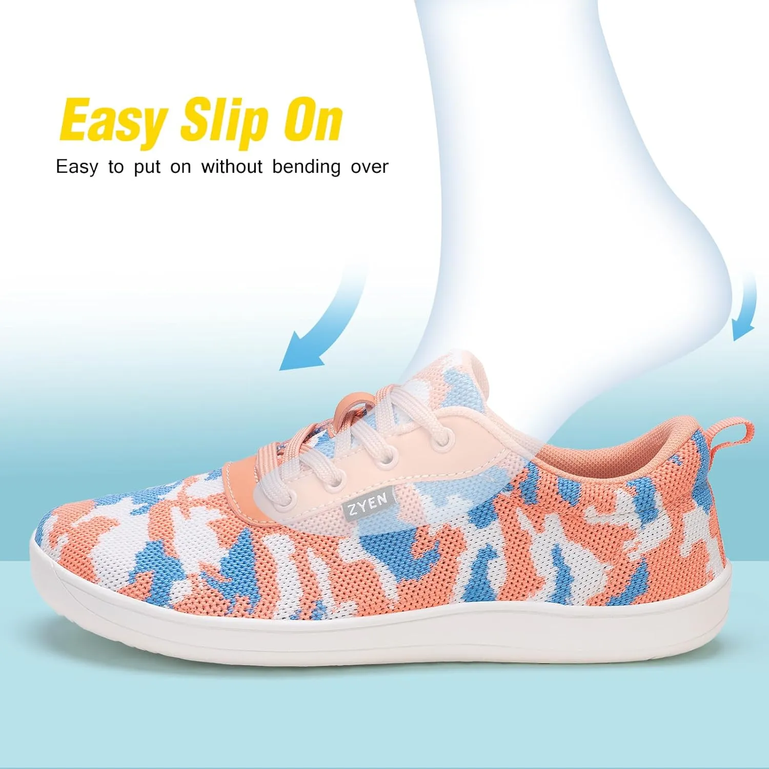 ZYEN Wide Toe Box Barefoot Shoes for Women | Wide Width Breathable Camouflage Shoes | Zero Drop Sole Fashion Non Slip Gym Sneaker Lightweight Minimalist Walking Sneaker